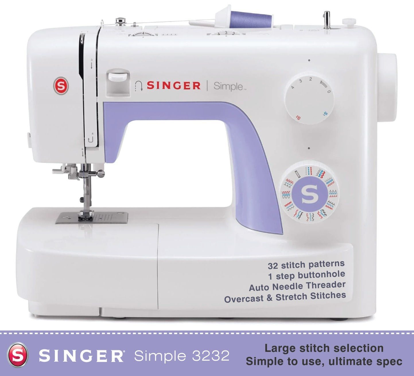 Singer Simple 3232 Sewing Machine - High spec 32 stitch patterns - Free upgrade to latest design on this offer