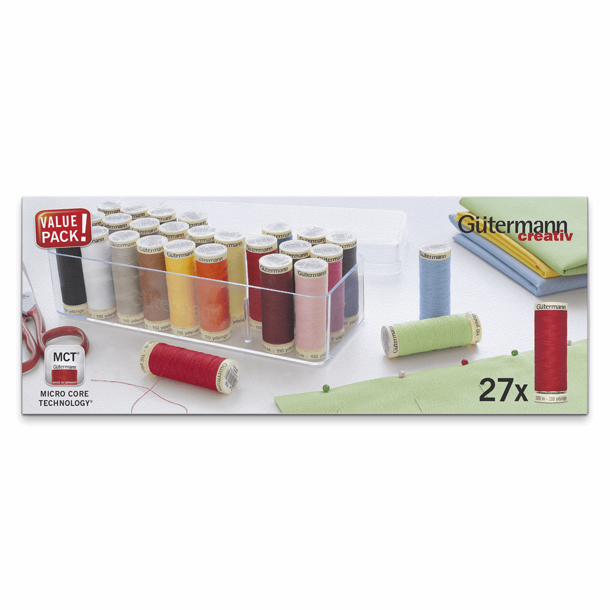 Gutermann Sew-All Thread Set with Storage Box - 100m (Pack of 27)