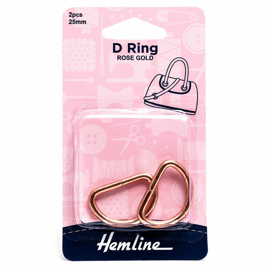 Hemline Rose Gold D Rings - 25mm (2 pack)