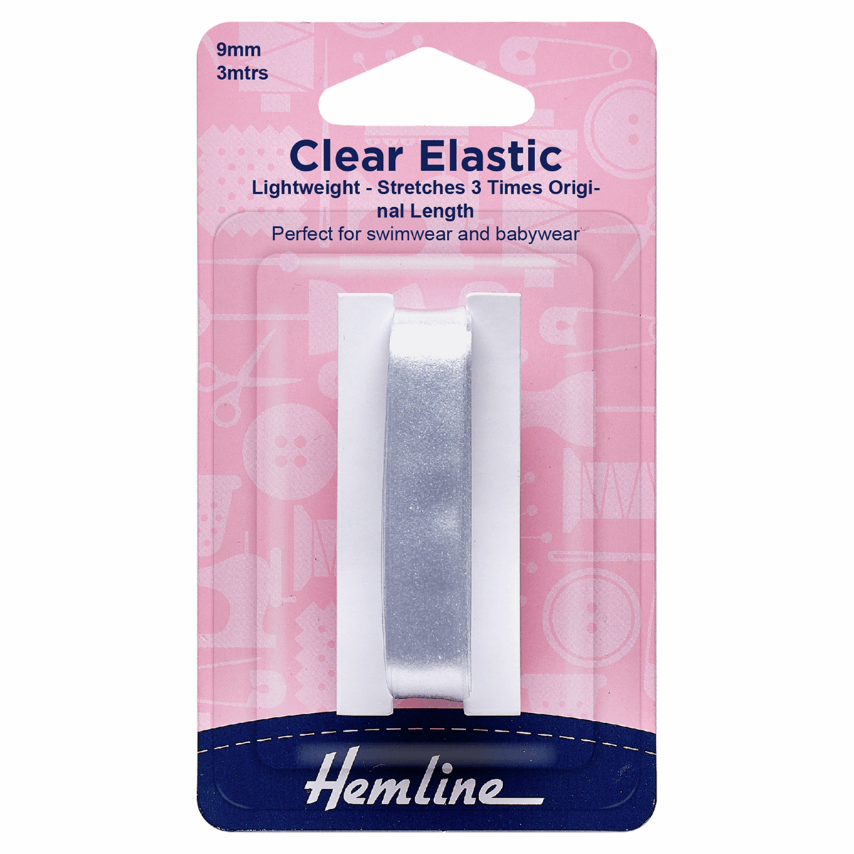 Hemline Clear Swimwear Elastic - 3m x 9mm