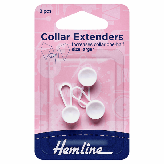 Hemline White Collar Extenders - 12mm (Pack of 3)