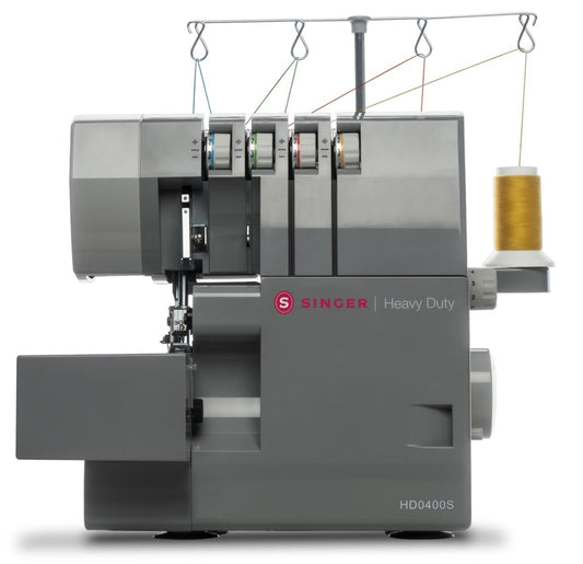 Singer HD0405S Heavy Duty Overlocker 2/3/4 thread overlocker. 1300 stitches per minute with colour coded user friendly threading and enhanced lighting