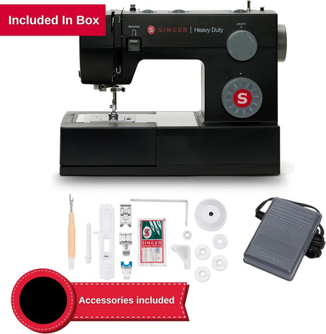 Singer Heavy Duty 4432 Black Limited Edition Sewing Machine - 32 stitch patterns, 60% stronger and over 30% faster, 32 stitch patterns, overlocking and stretch stitch