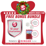 FREE Christmas Bonus Bundle - Extended 10 year Guarantee + Extra Needles and Bobbins Set - available with Sewing Machines and Overlockers