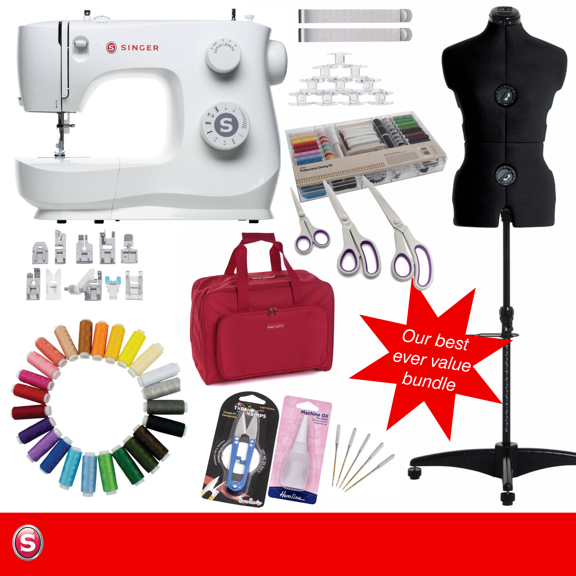 Singer Sewing Room Bundle - Sewing Machine, Mannequin and