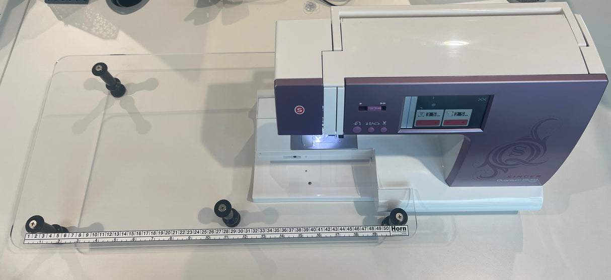 Extension Table for Singer Quantum Stylist Touch 9985 - Clear Perspex with inbuilt tape measure