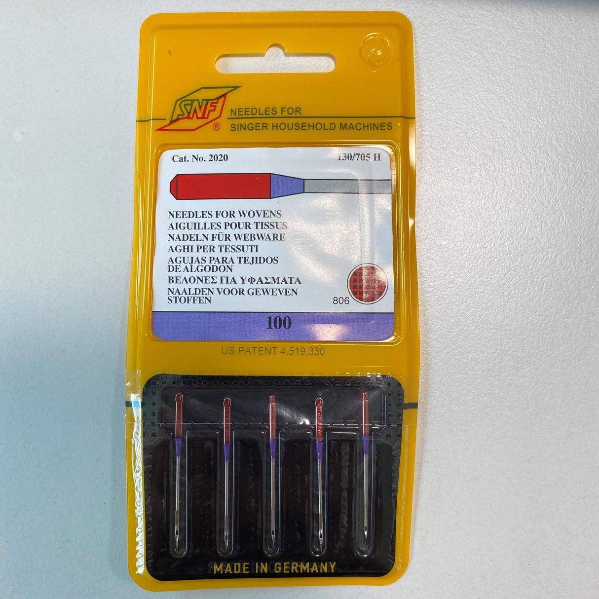 5 x Medium to Heavy 100 weight needles for Singer machines (made in Germany)