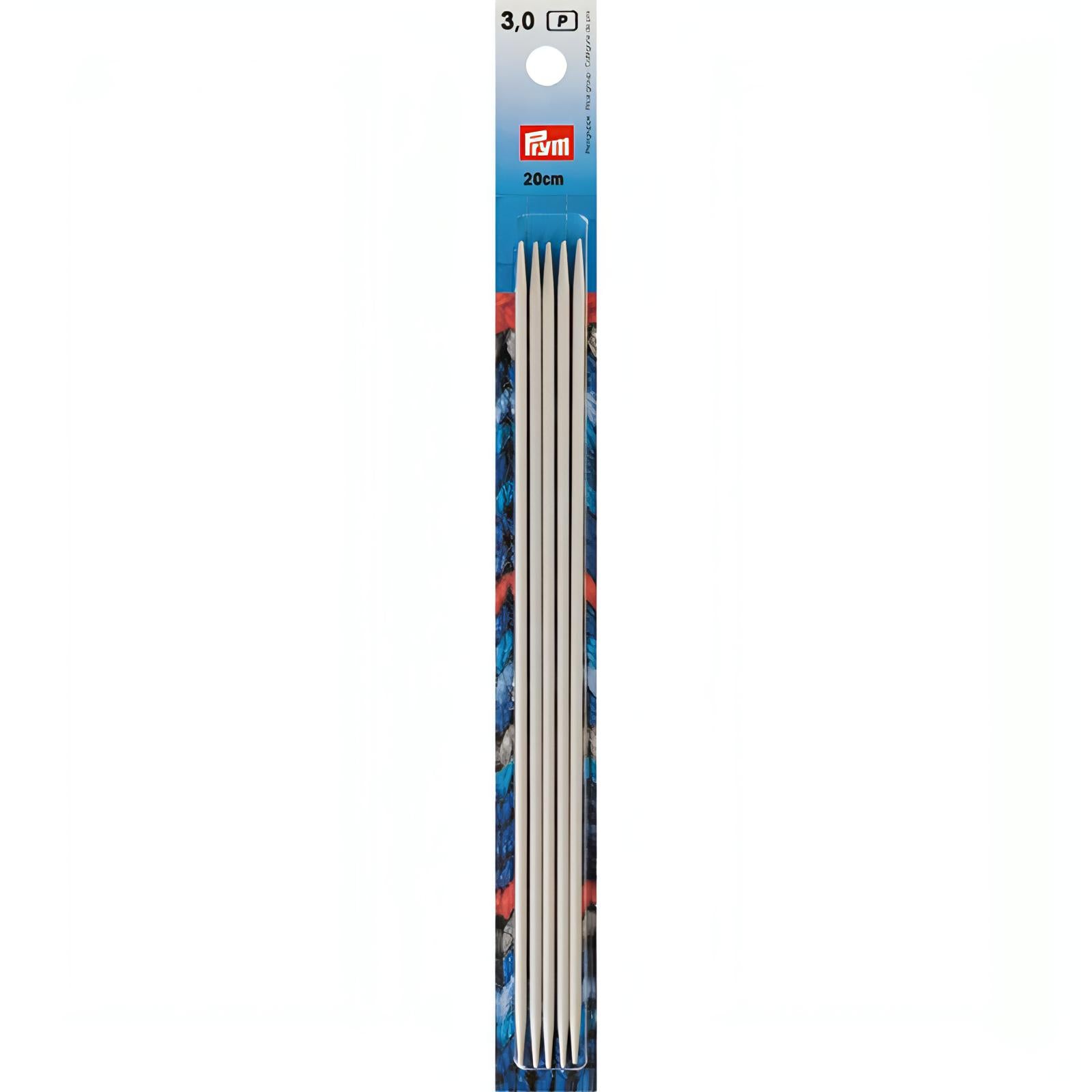 Prym Aluminium Double Pointed & Glove Knitting Pins - 5 x Pearl Grey 20cm (3mm)