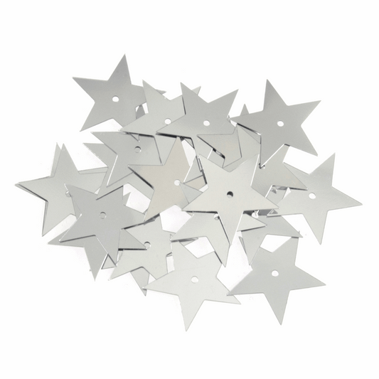 Trimits Large Silver Star Sequins - 28mm (Pack of 23)