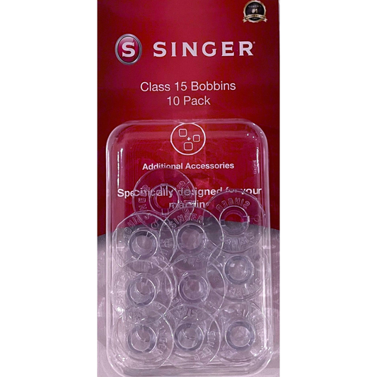 SINGER Class 15 Bobbins for Sewing Machines, Transparent Plastic Bobbins,  50 Count