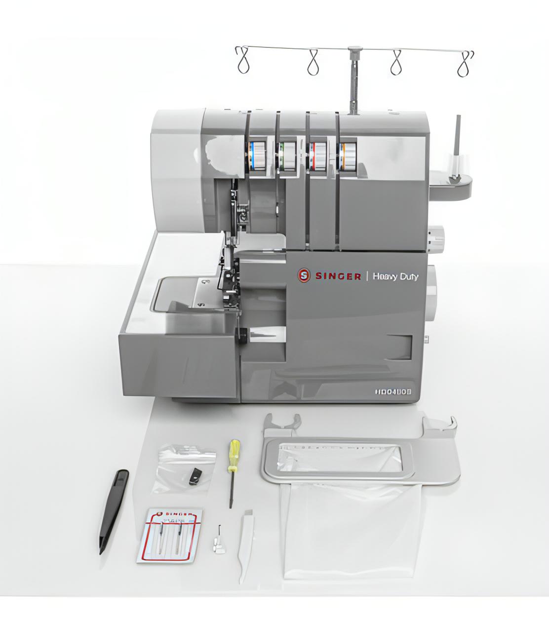 Singer HD0405S Heavy Duty Overlocker 2/3/4 thread overlocker. 1300 stitches per minute with colour coded user friendly threading and enhanced lighting - Ex Display