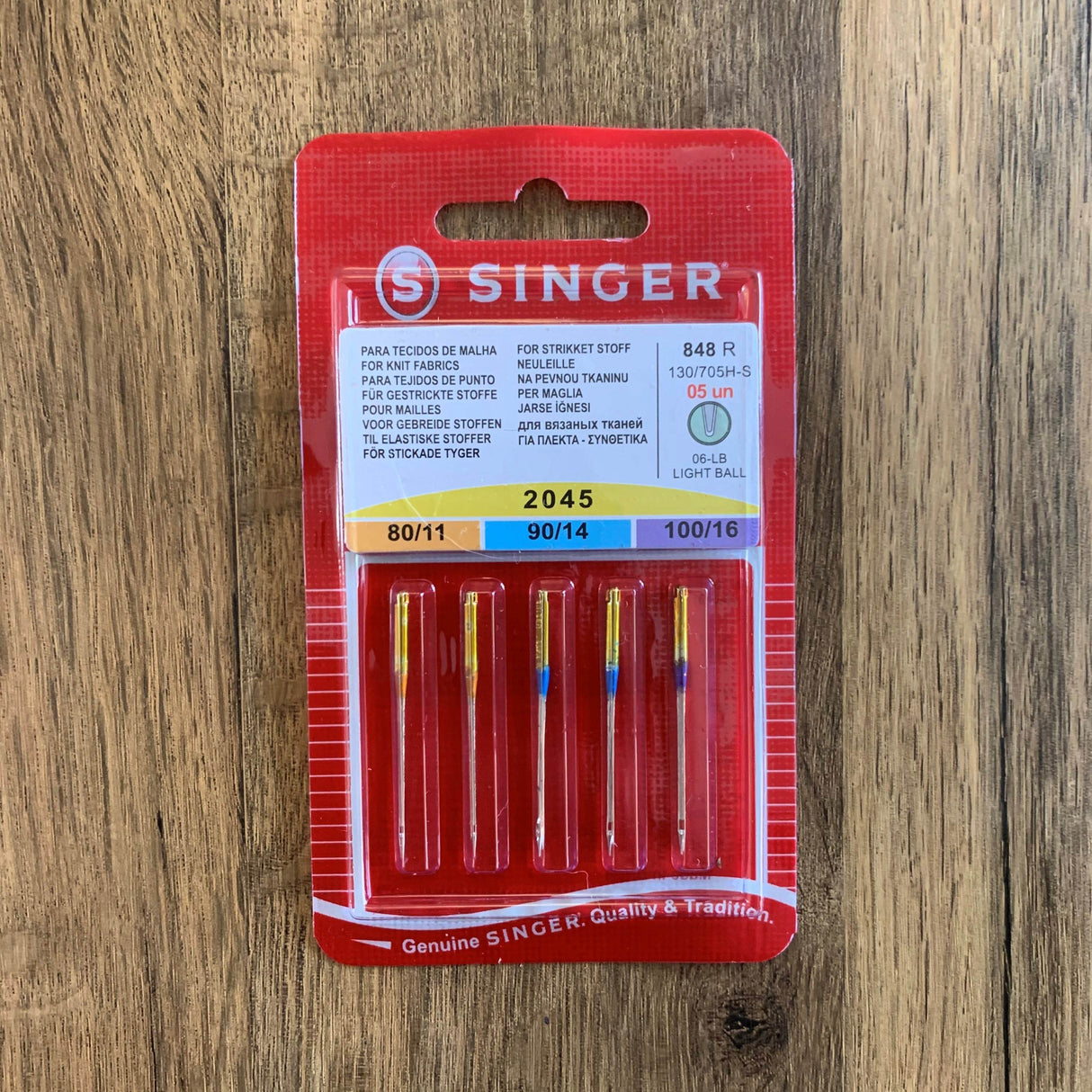 5 x Singer Ball Point Needles (2045) Assorted 80/11, 90/14, 100/16