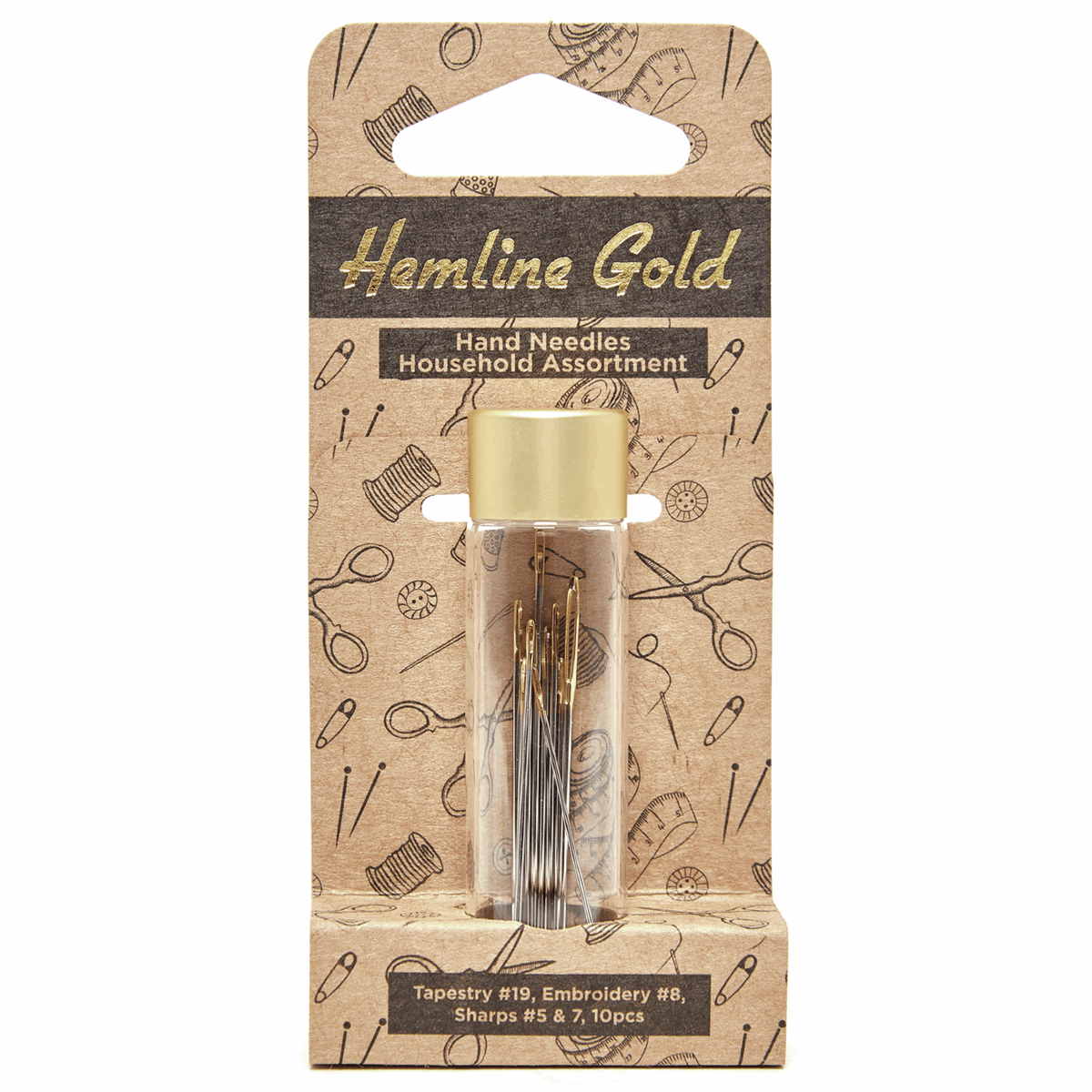 Premium Hand Sewing Needles x 10 Assorted Sizes *Hemline Gold Edition*