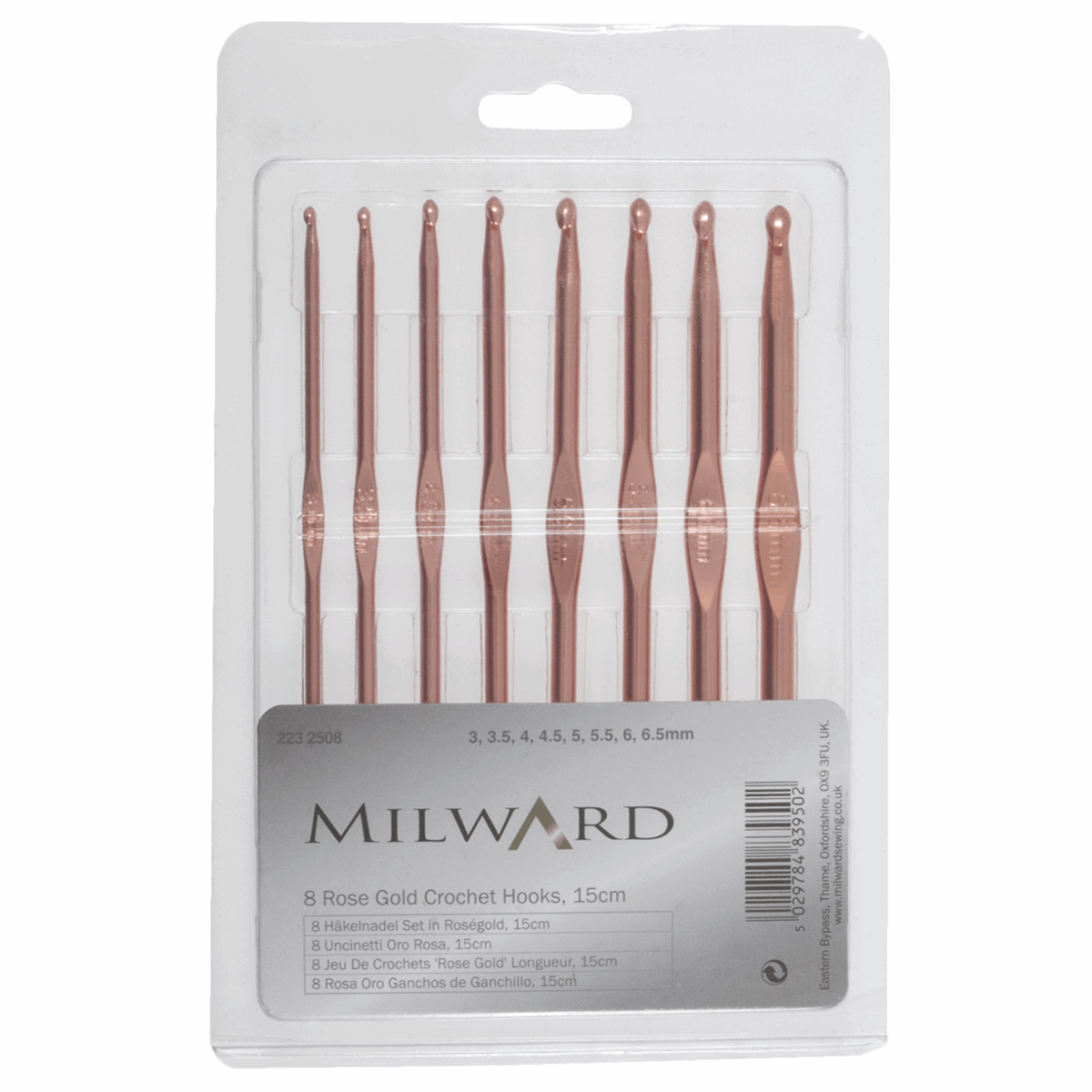 Milward Rose Gold Crochet Hook Set - Set of 8