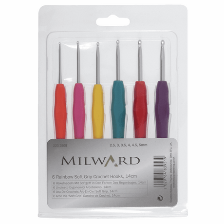 Milward Crochet Hook Set with Soft Grip Rubber Handles - Set of 6