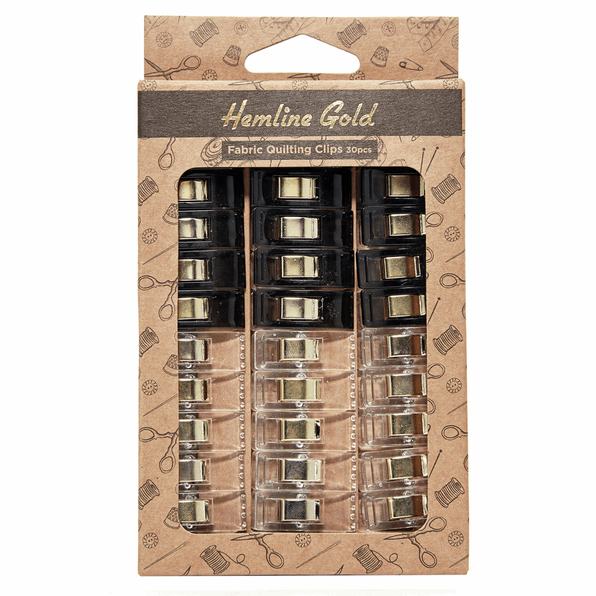 Premium Quilters Wonder Clips - Black & Clear (Pack of 30) *Hemline Gold Edition*