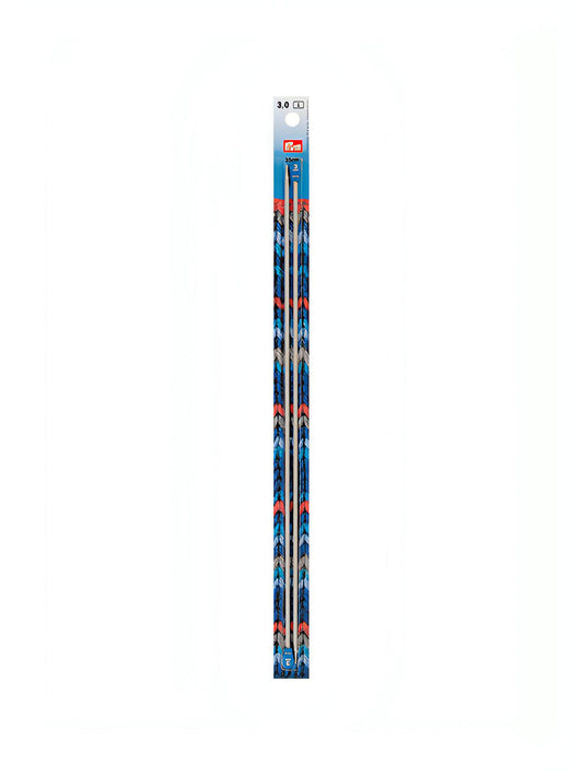 Prym Single-Pointed Aluminium Knitting Pins - 2 x Pearl Grey 35cm (3.00mm)