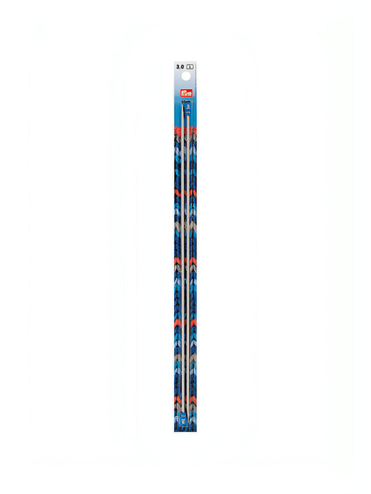 Prym Single-Pointed Aluminium Knitting Pins - 2 x Pearl Grey 35cm (2.50mm)