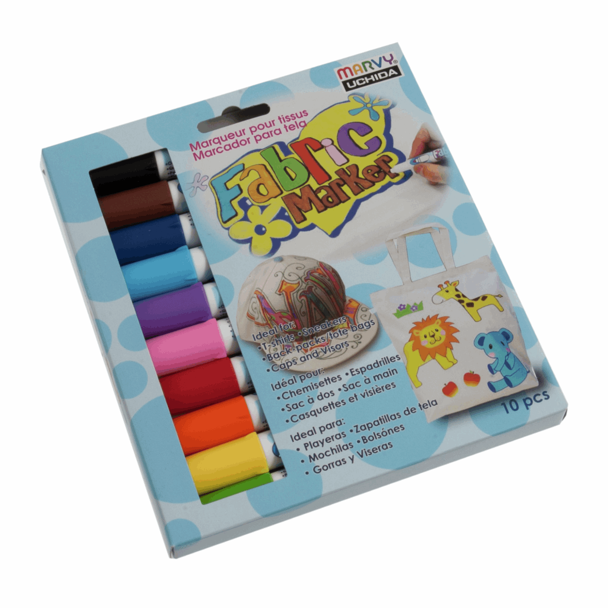 Fabric Marker Pen Set - 10 x Assorted Colours