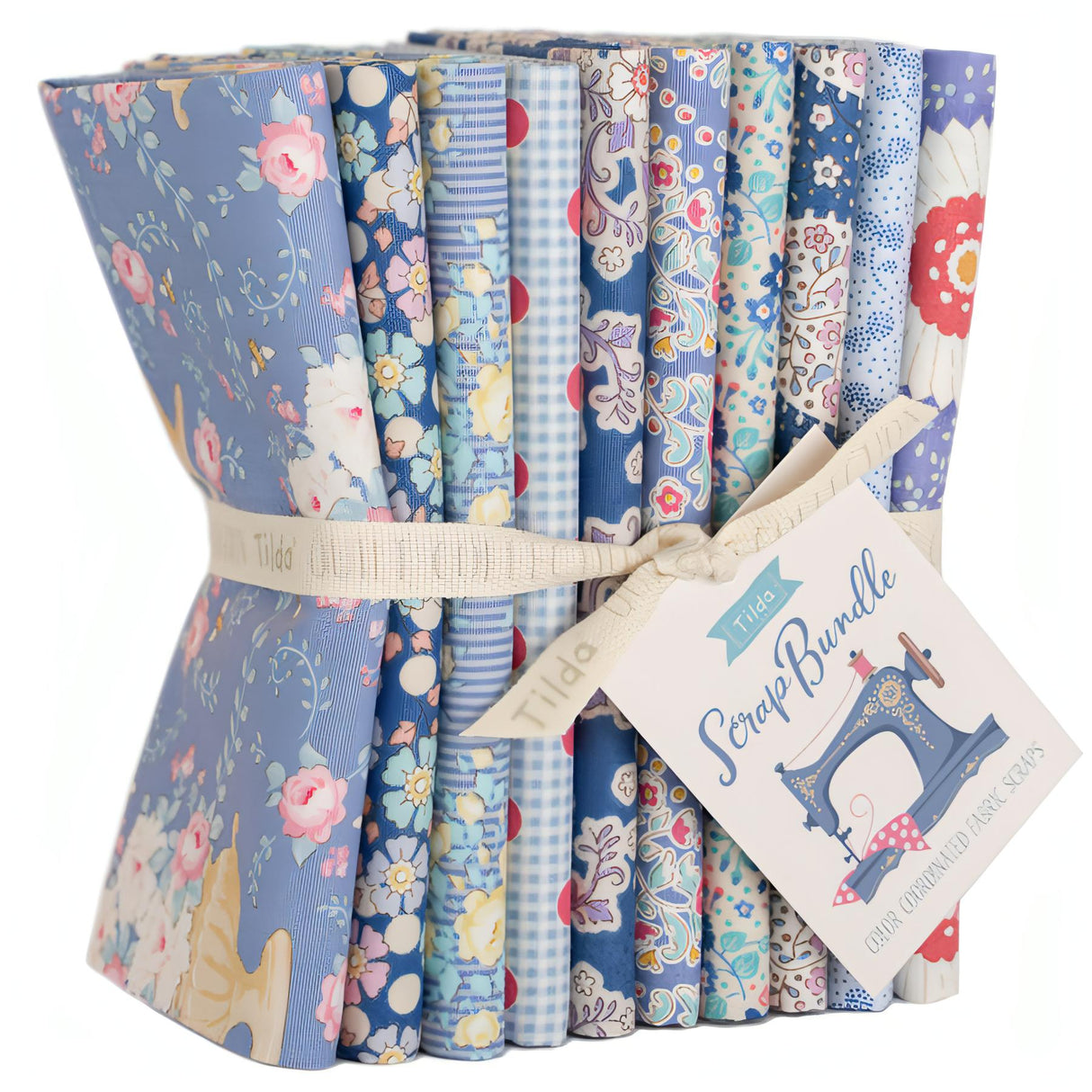 Tilda - Scrap Bundle Fat Quarter Bundle - 50 x 55cm - 10 Pieces - Blue