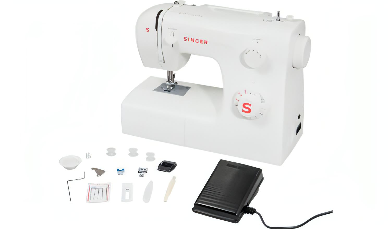 Hand Held Sewing Machine With Free Threads - White