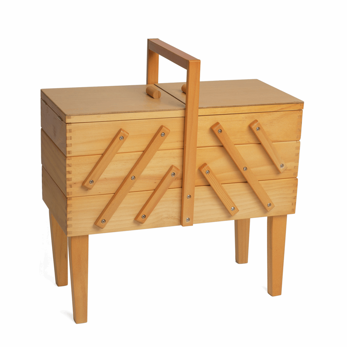 Sewing Box Cantilever Wood 3 Tier with Legs
