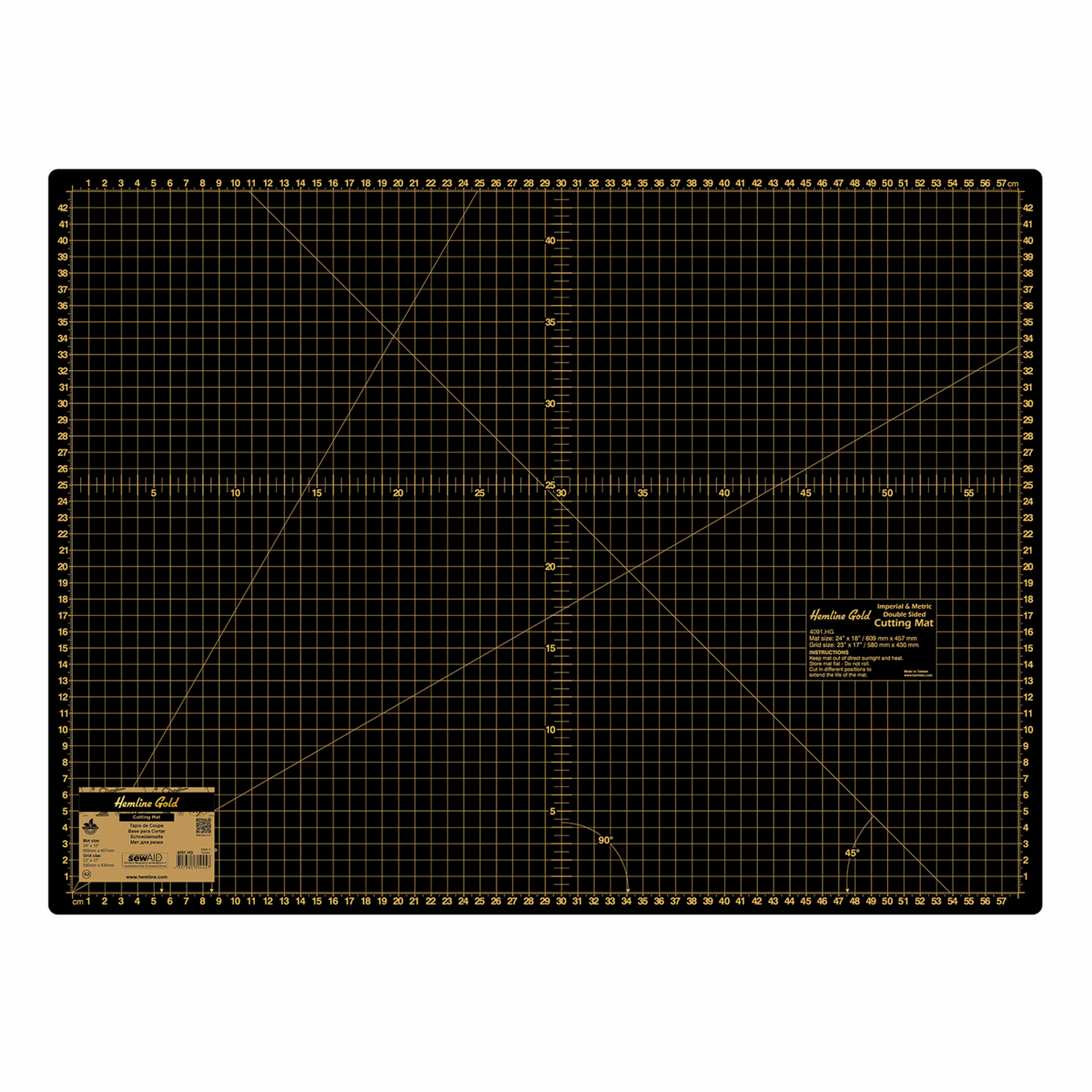 Premium Large A2 Cutting Mat - 60cm x 45cm *Hemline Gold Edition*