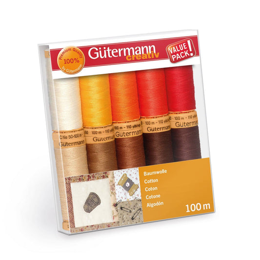 Gutermann Natural Cotton C. Thread Set No.50 - 10 x 100m (Colour Assortment 4)