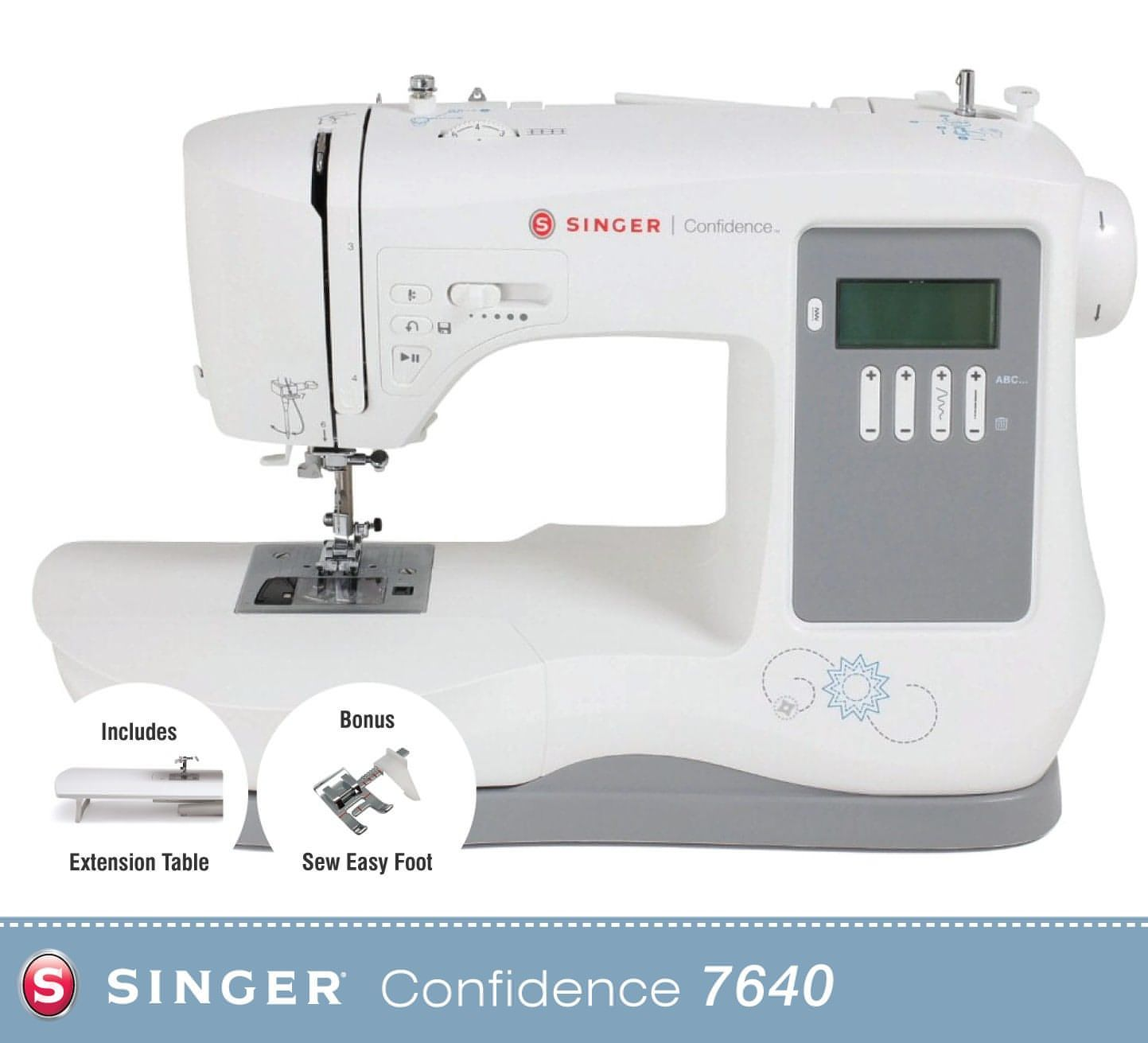 Singer Confidence 7640 Sewing Machine - 200 stitch patterns with extension table included