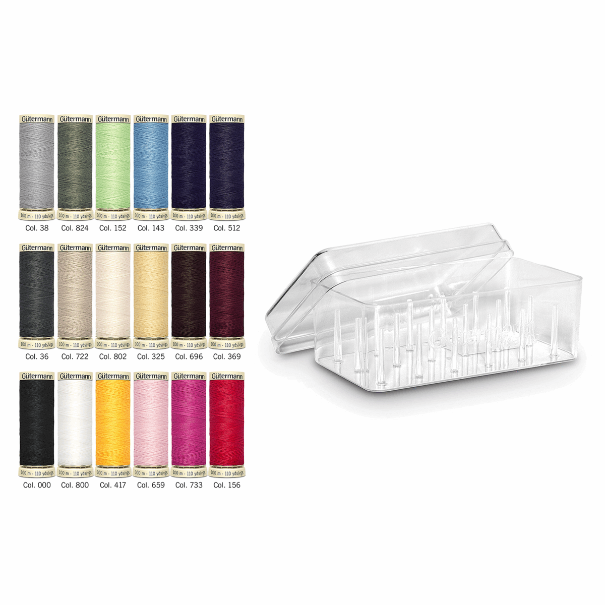 Gutermann Sew-All Thread Set with Storage Box - 100m (Pack of 18)