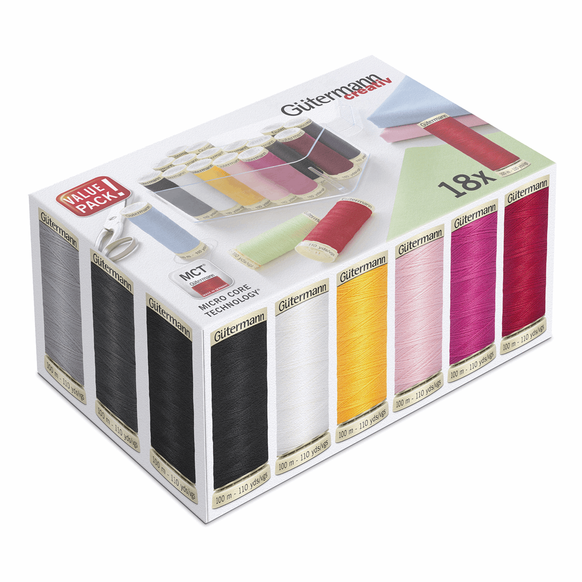 Gutermann Sew-All Thread Set with Storage Box - 100m (Pack of 18)