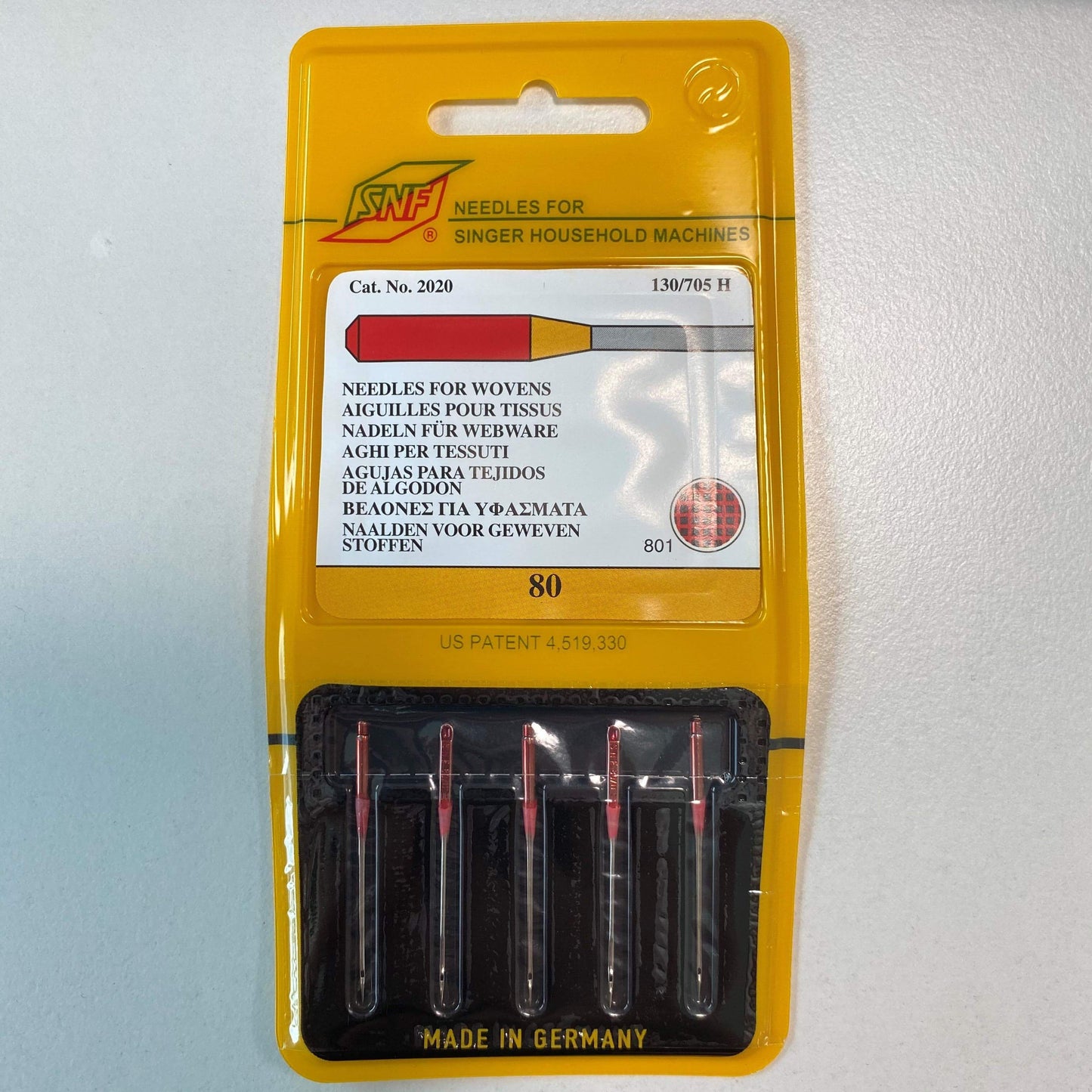5 x 2020 Medium weight size 80 needles for Singer machines (made in Germany)