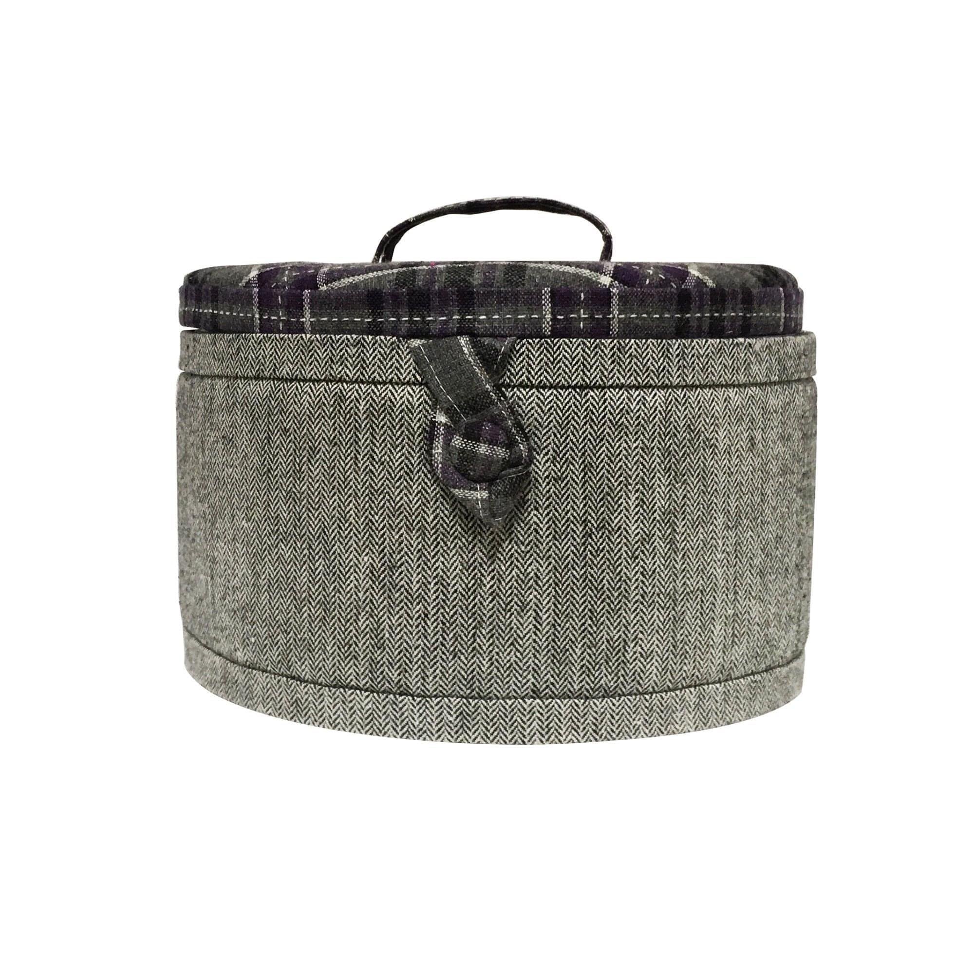 Creations Lockland Tartan Round Sewing Box *One Off Clearance Price*