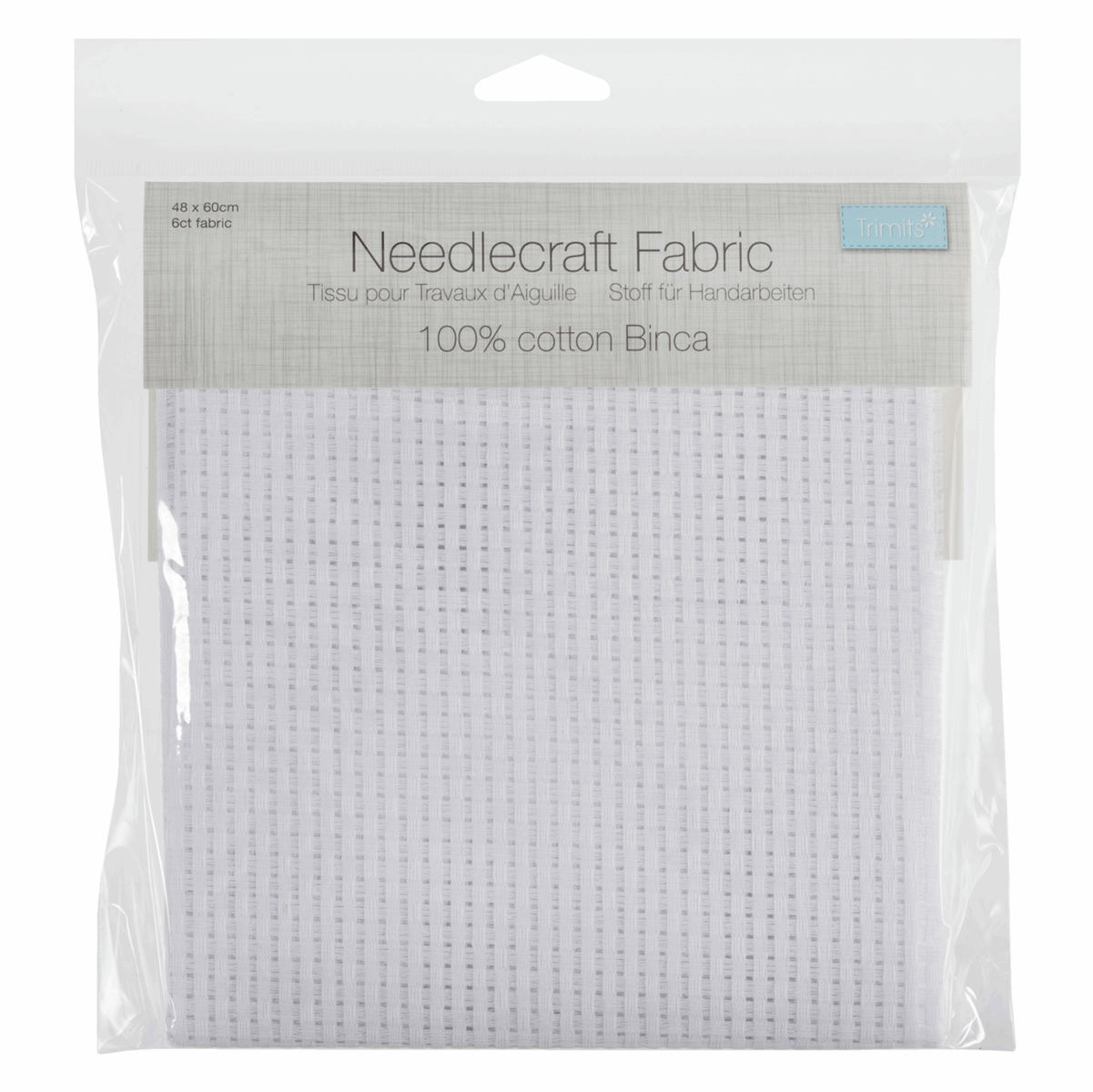 Trimits White Needlecraft Fabric - Binca 6 Count 48 x 60cm