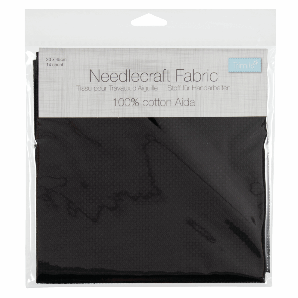 Trimits Black Needlecraft Fabric - Aida 14 Count 45 x 30cm