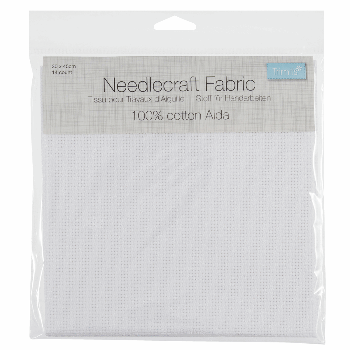 Trimits White Needlecraft Fabric - Aida 14 Count 45 x 30cm