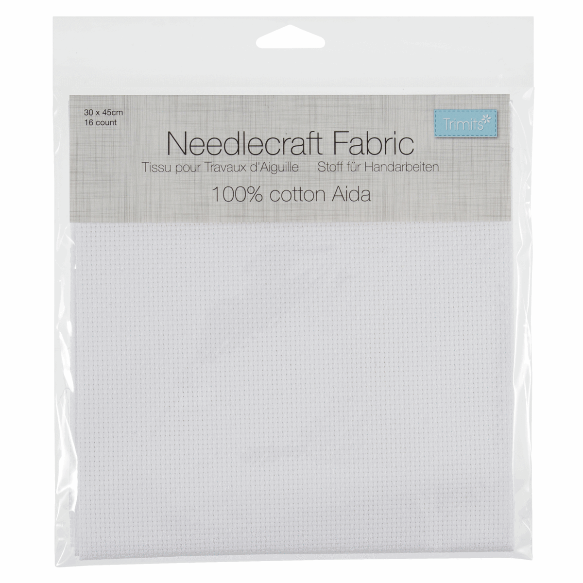 Trimits White Needlecraft Fabric - Aida 16 Count 45 x 30cm