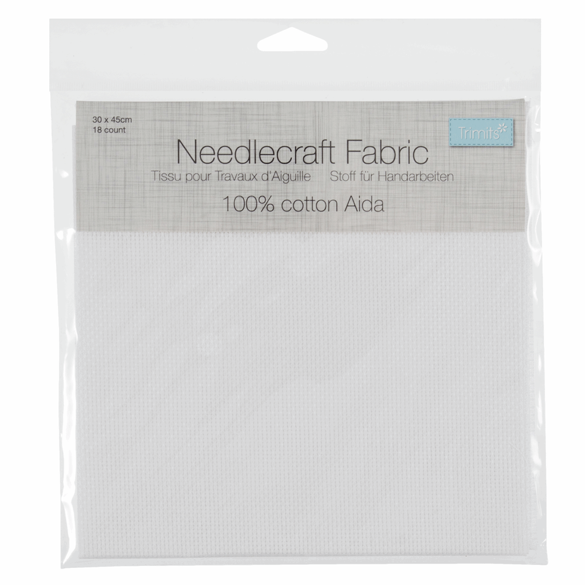 Trimits White Needlecraft Fabric - Aida 18 Count 45 x 30cm