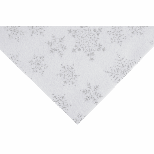 Trimits White/Silver Glitter Snowflake Acrylic Felt - 23cm x 30cm (Pack of 20)