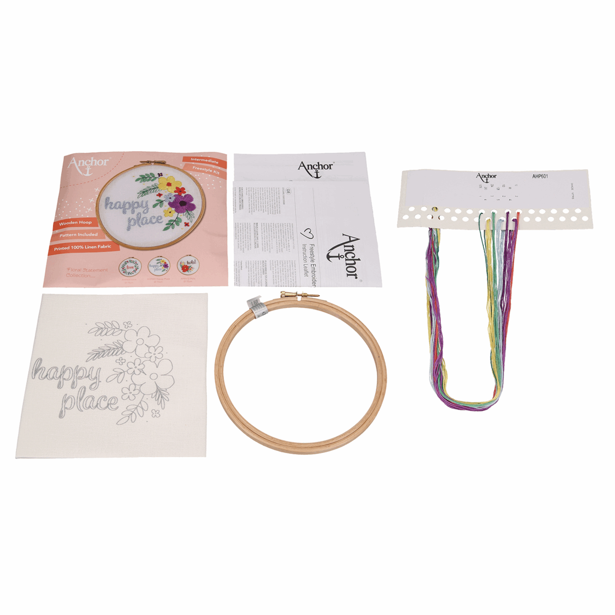 Anchor Embroidery Hoop Kit - Happy Place