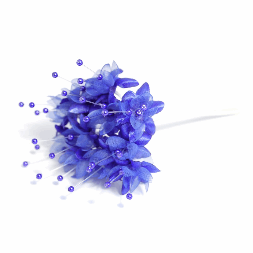 Sapphire Blue Babys Breath Artificial Flower Stems with Pearls (Pack of 12 Stems)