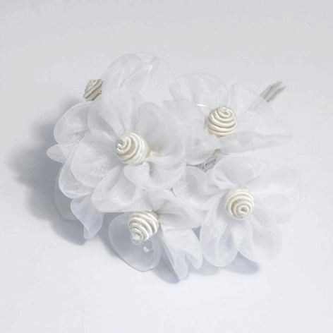 White Organza Beehive Blossom - 40mm (Pack of 6 Stems)