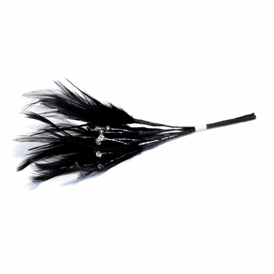 Black Diamante Feathers (Pack of 6)
