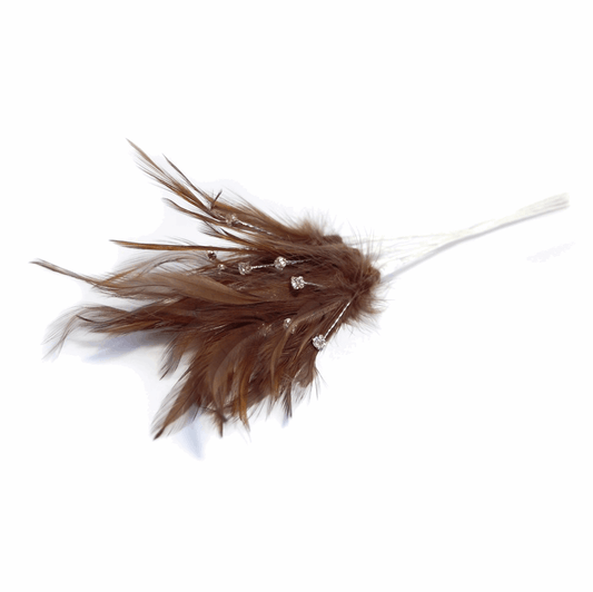 Brown Diamante Feathers (Pack of 6)