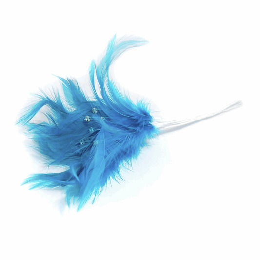 Turquoise Diamante Feathers (Pack of 6)
