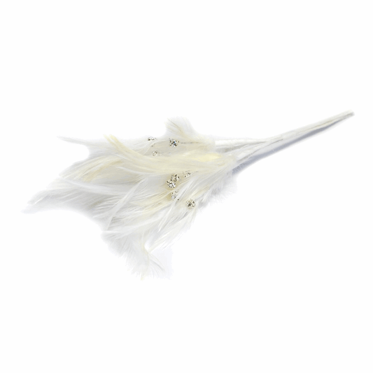 Ivory Diamante Feathers (Pack of 6)