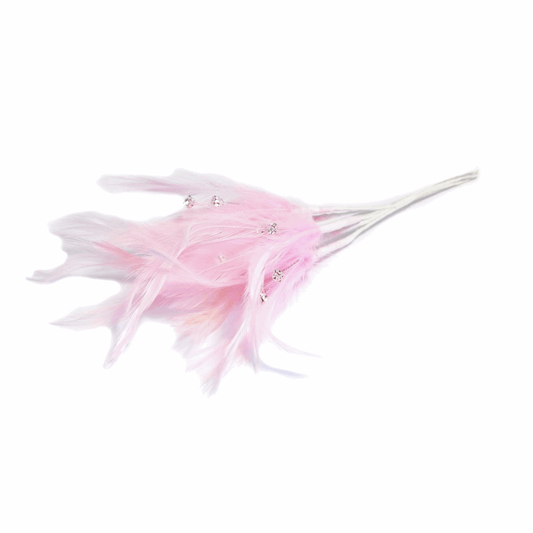 Pale Pink Diamante Feathers (Pack of 6)