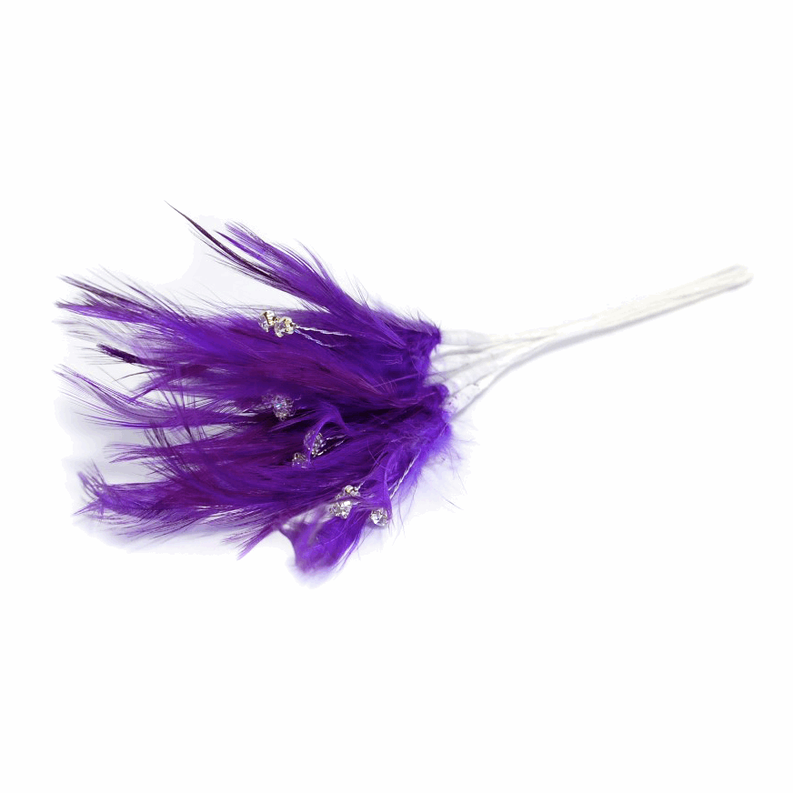Purple Diamante Feathers (Pack of 6)