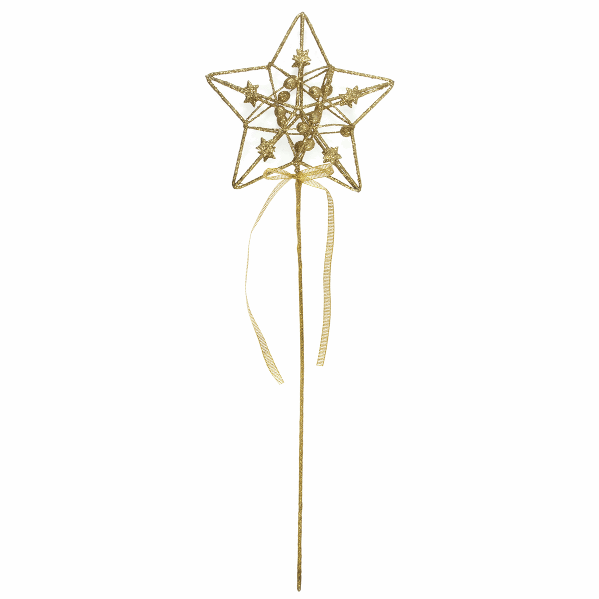 Gold Star Wand with Ribbon - 40cm x 13cm