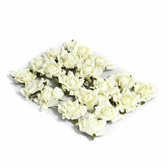 Cream Paper Rose Heads - 3.4cm (Pack of 20)